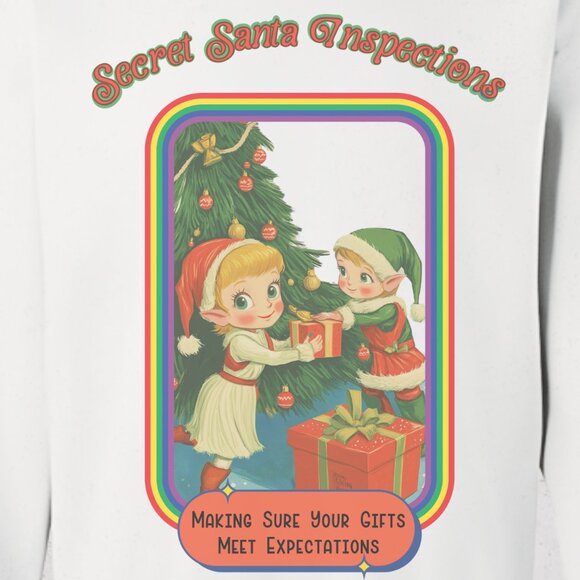 Secret Santa Funny Vintage Style Sweatshirt Retro Elf Gifts Holiday Crewneck - Picture 3 of 6